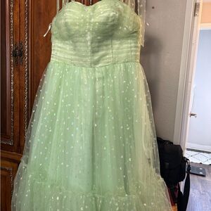 Shiny Heart Tulle Apple Green Tea Dress 
Light Green Dress